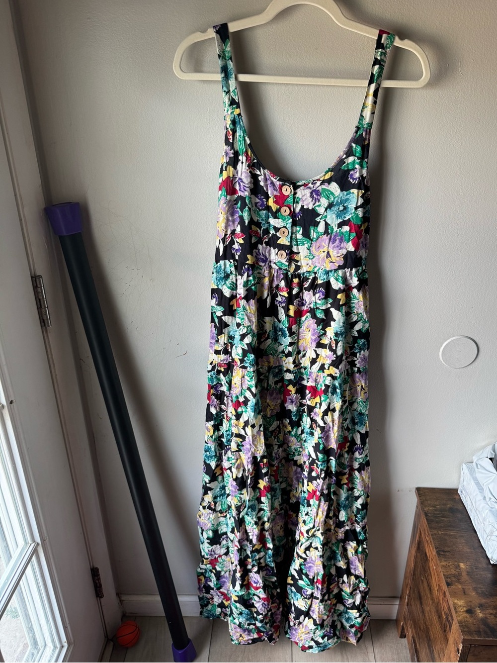 Band of Gypsies BOG Collective Floral Button Front Tiered Maxi Dress Medium